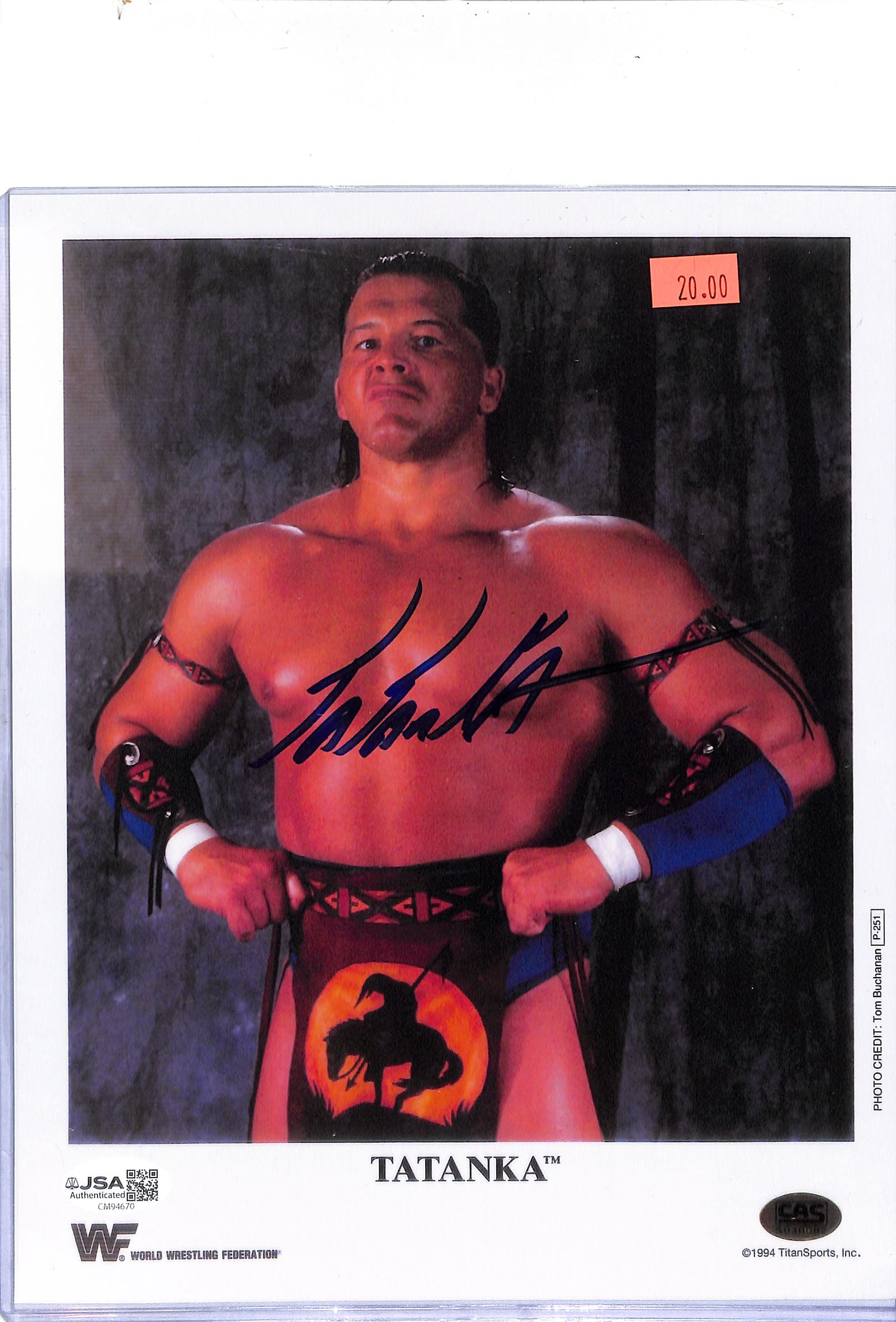 Tatanka WWE Signed Auto Autograph JSA Authentic 8x10 Photo