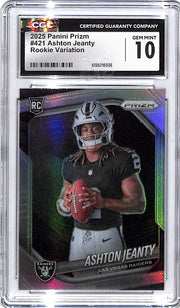 2025 Prizm Ashton Jeanty Rookie RC Silver Variation CGC 10 Raiders