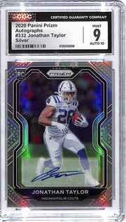 2020 Prizm Jonathan Taylor Rookie Auto Autograph RC Silver CGC 9 Colts