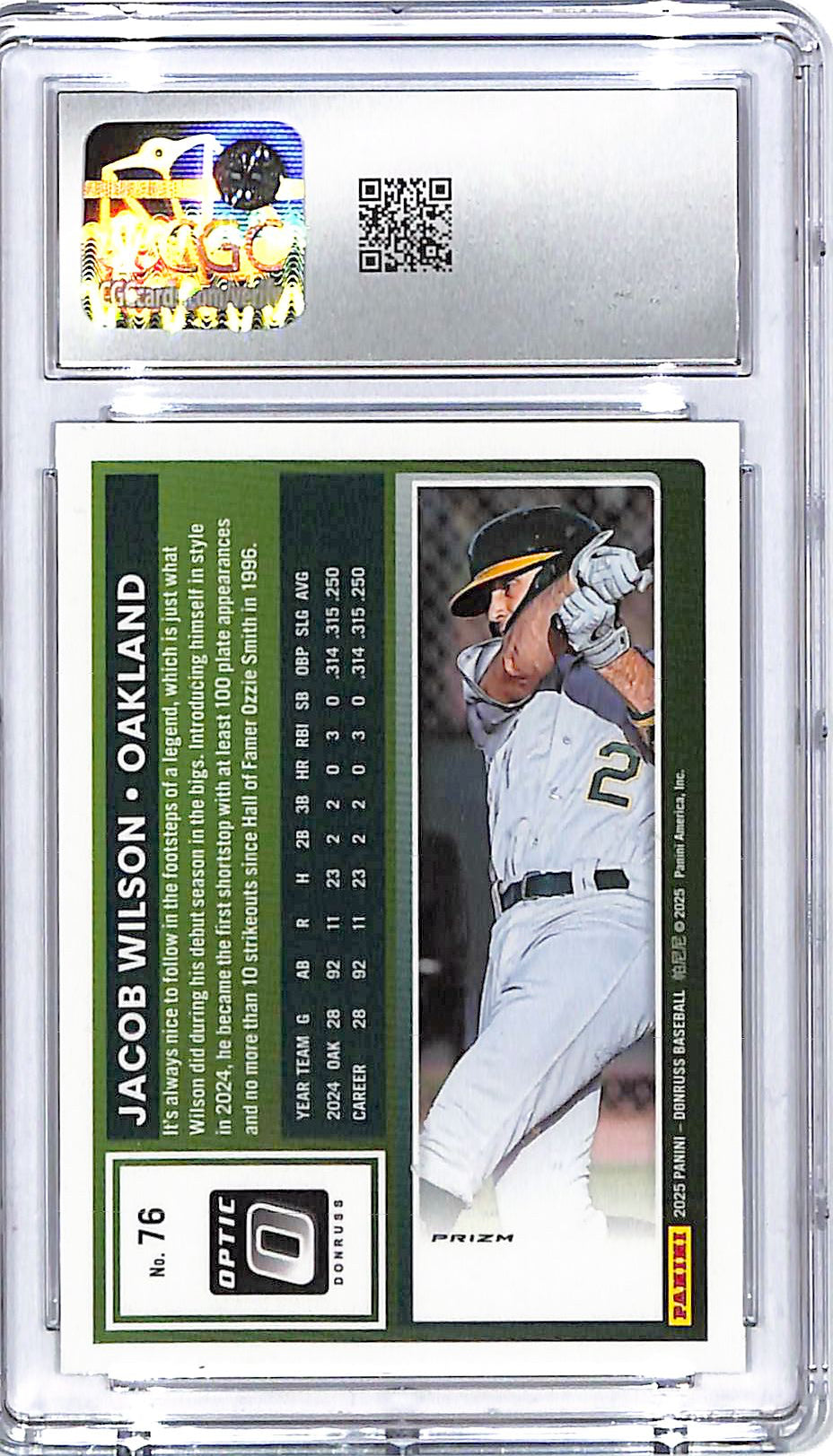 2025 Donruss Jacob Wilson Optic Circles Rookie #76 CGC 9.5 Athletics