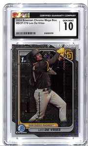 2024 Bowman Chrome Leo De Vries Rookie RC Mega Box Mojo Refractor CGC 10 Padres