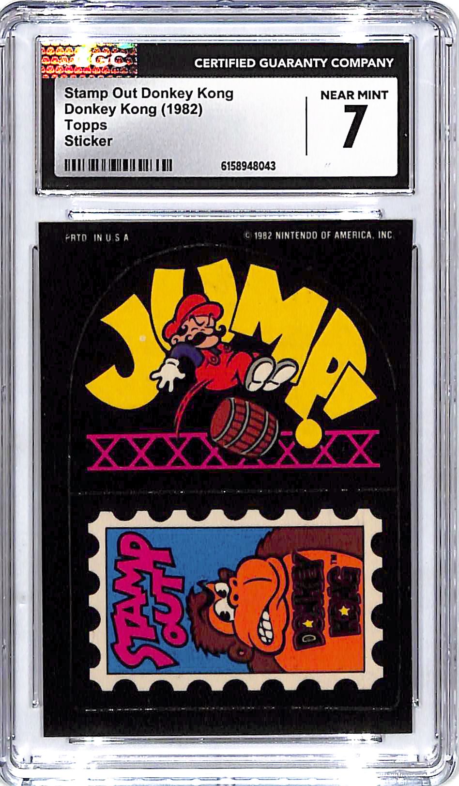 1982 Topps Donkey Kong Stamp Out Donkey Kong Sticker CGC 7