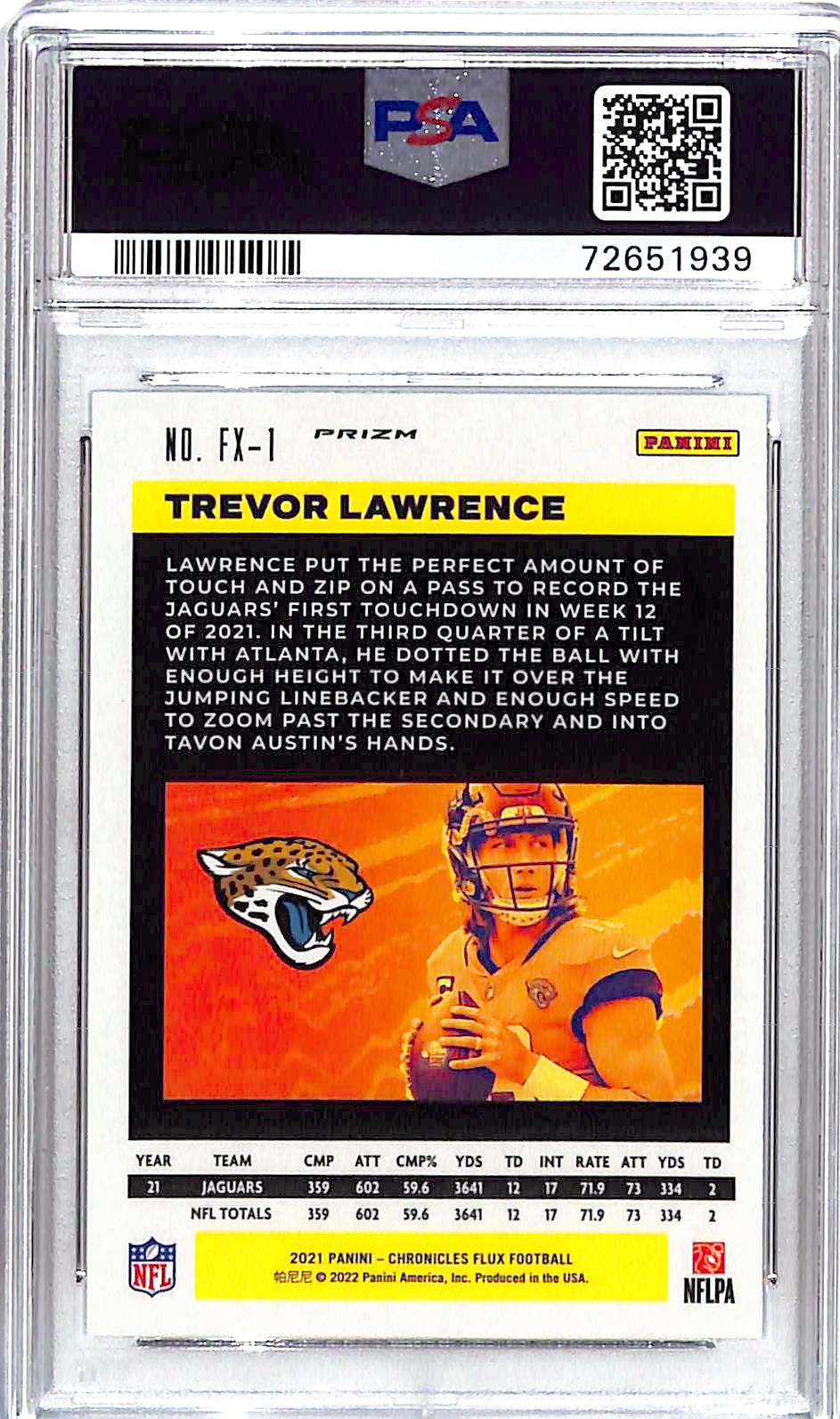 2021 Chronicles Trevor Lawrence Flux Rookie RC Silver PSA 10 Jaguars