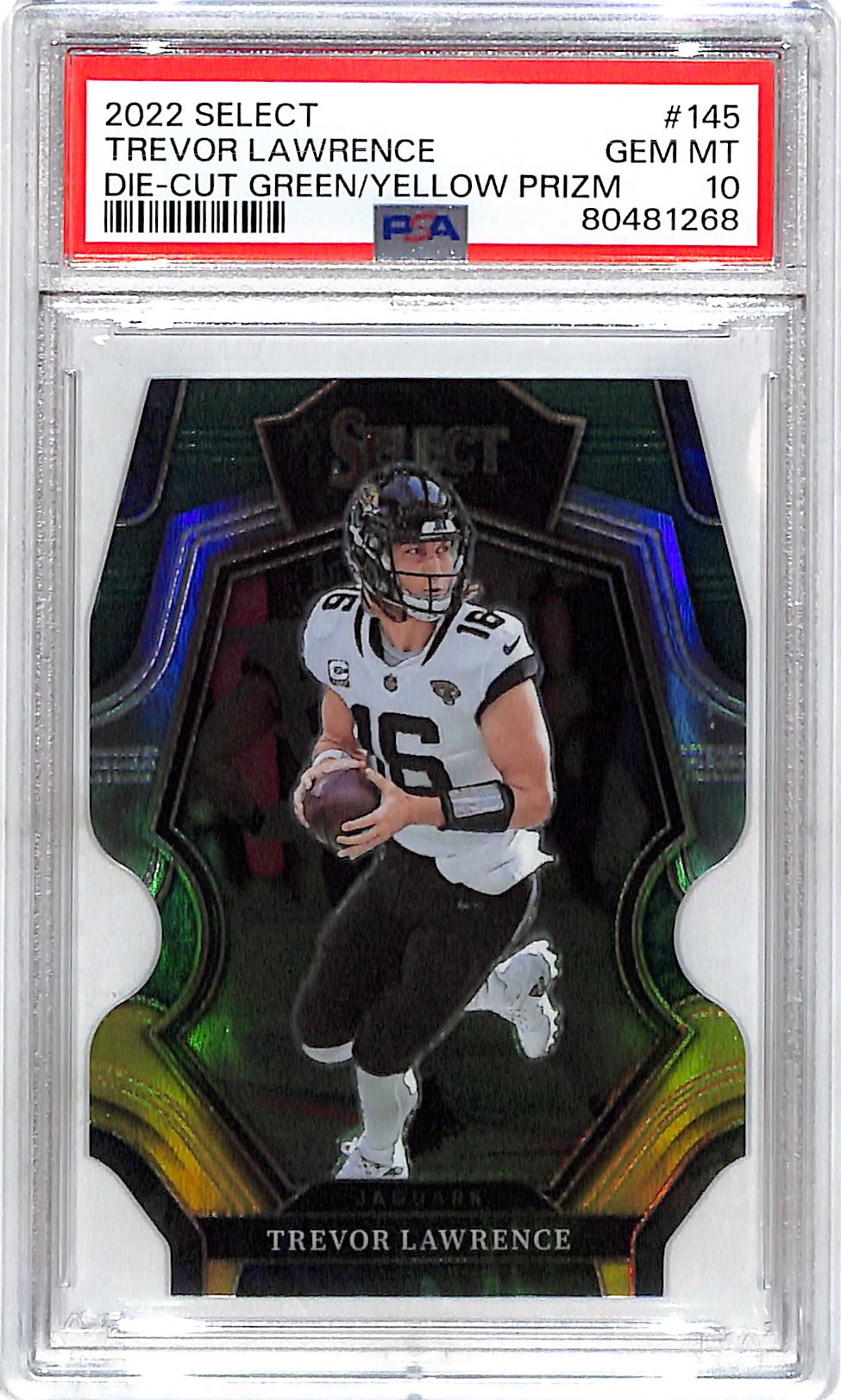 2022 Select Trevor Lawrence Green Yellow Die Cut PSA 10 Jaguars