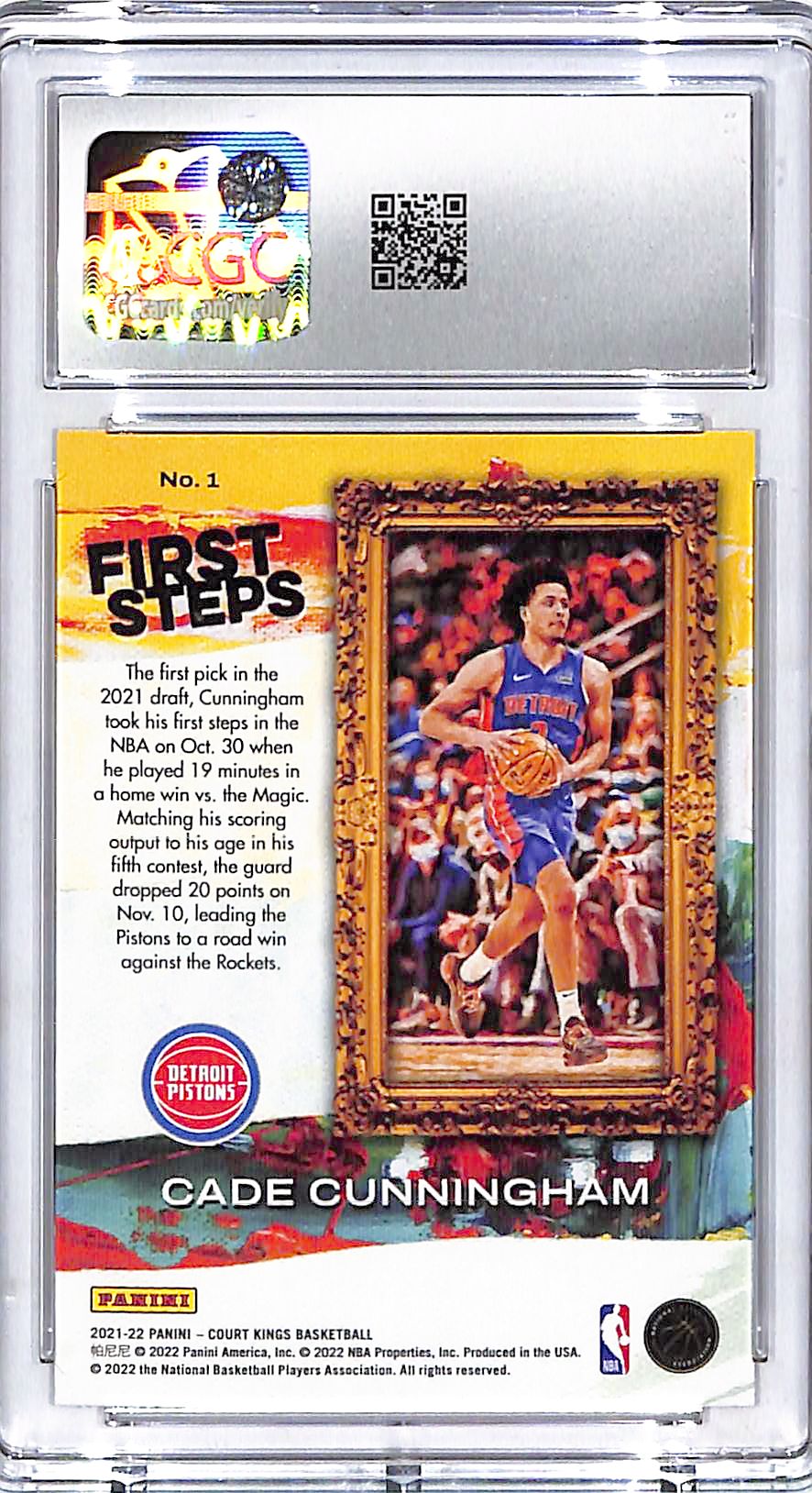 2021-22 Court Kings Cade Cunningham First Steps Rookie RC CGC 10 Pistons