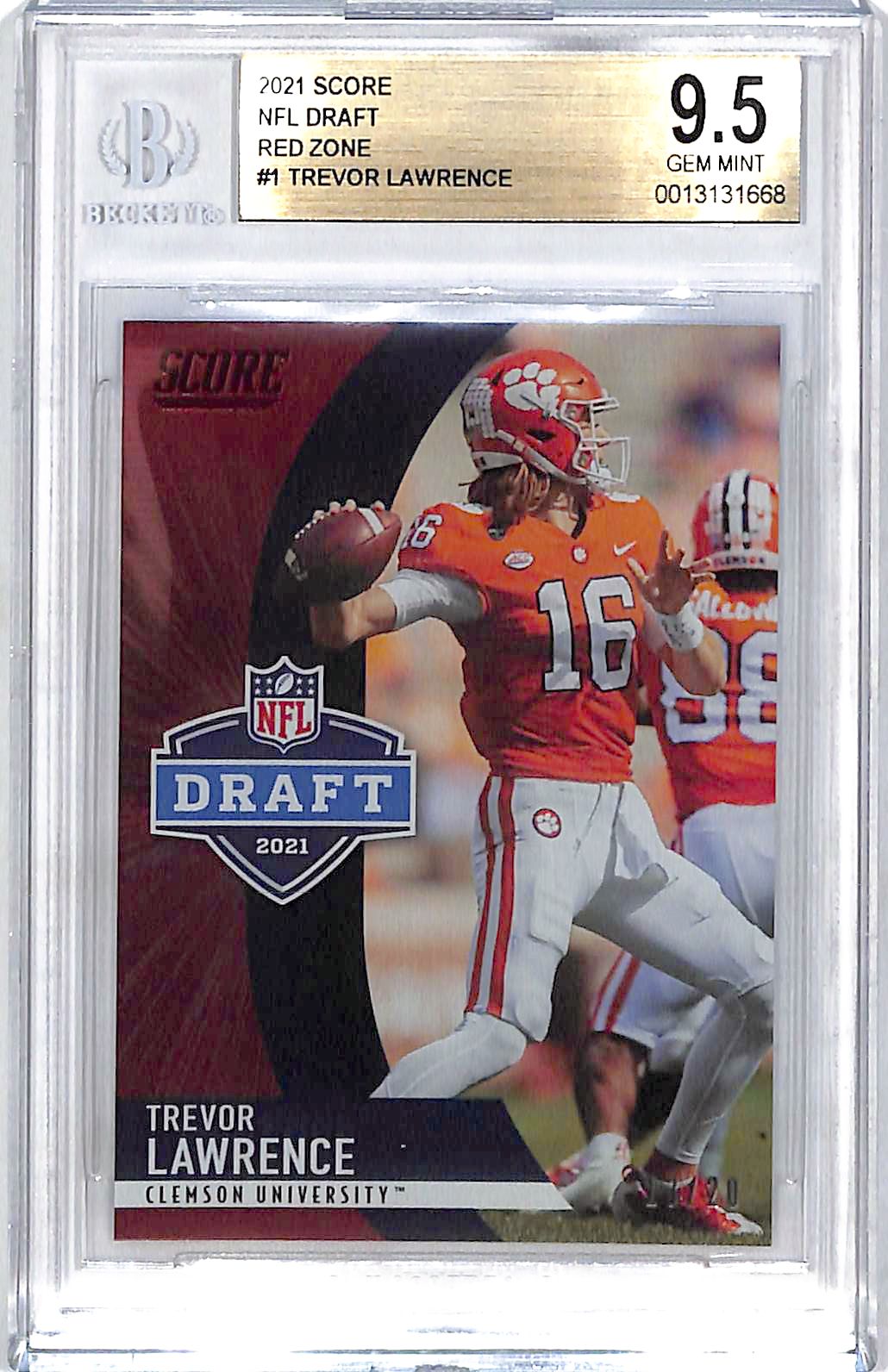 2021 Score Trevor Lawrence NFL Draft Rookie RC Red Zone /20 BGS 9.5 Jaguars