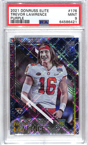 2021 Donruss Elite Trevor Lawrence Rookie RC Purple /99 PSA 9 Jaguars
