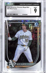 2025 Bowman Chrome Nick Kurtz Rookie Mojo Mega Box Refractor CGC 9 Athletics
