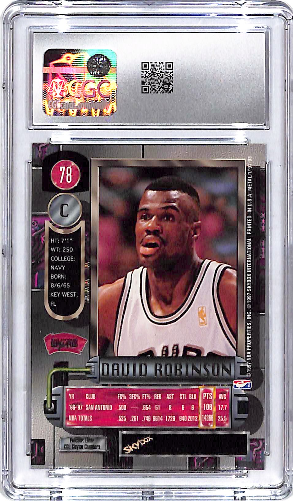 1997-98 Metal Universe David Robinson #78 CGC 10 Spurs