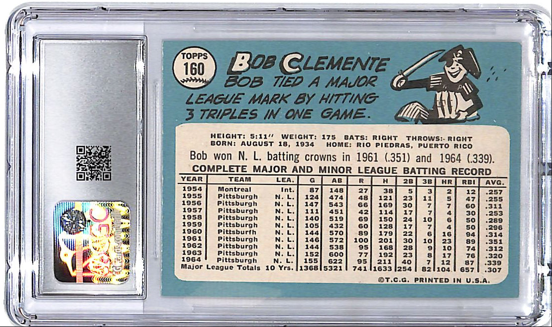 1965 Topps Roberto Clemente #160 CGC 7 Pirates