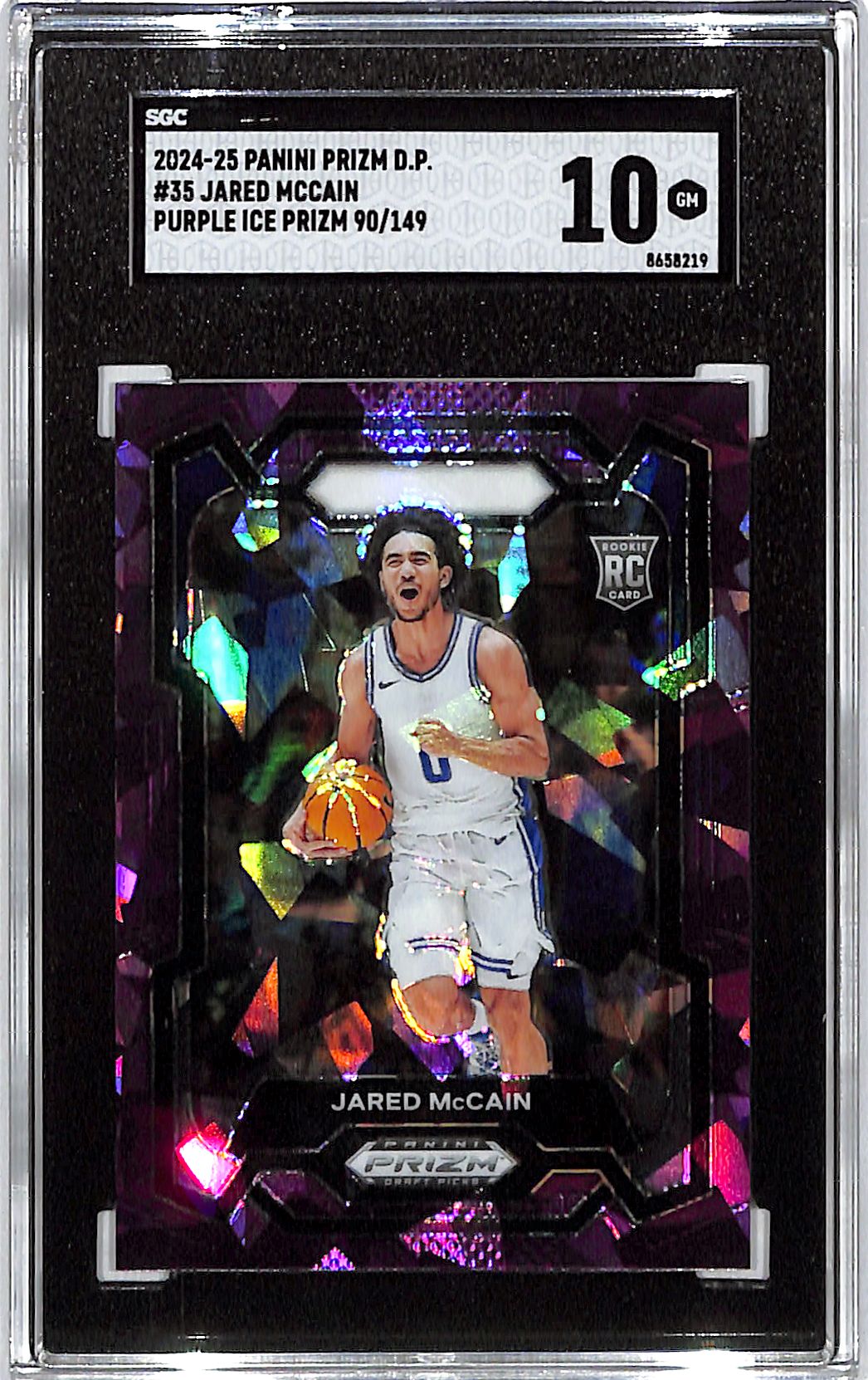 2024-25 Prizm Draft Picks Jared Mccain Rookie RC Purple Cracked Ice /149 SGC 10