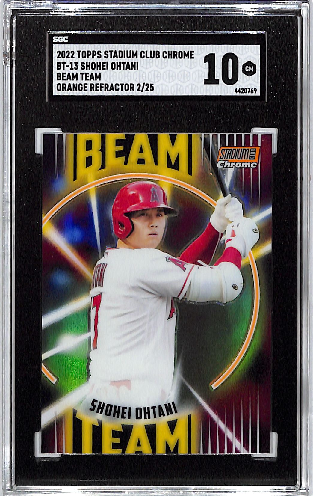 2022 Stadium Club Chrome Shohei Ohtani Beam Team Orange Refractor SGC 10 /25 Angels