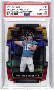 2021 Select Trevor Lawrence Rookie RC Red Yellow Die Cut PSA 10 Jaguars