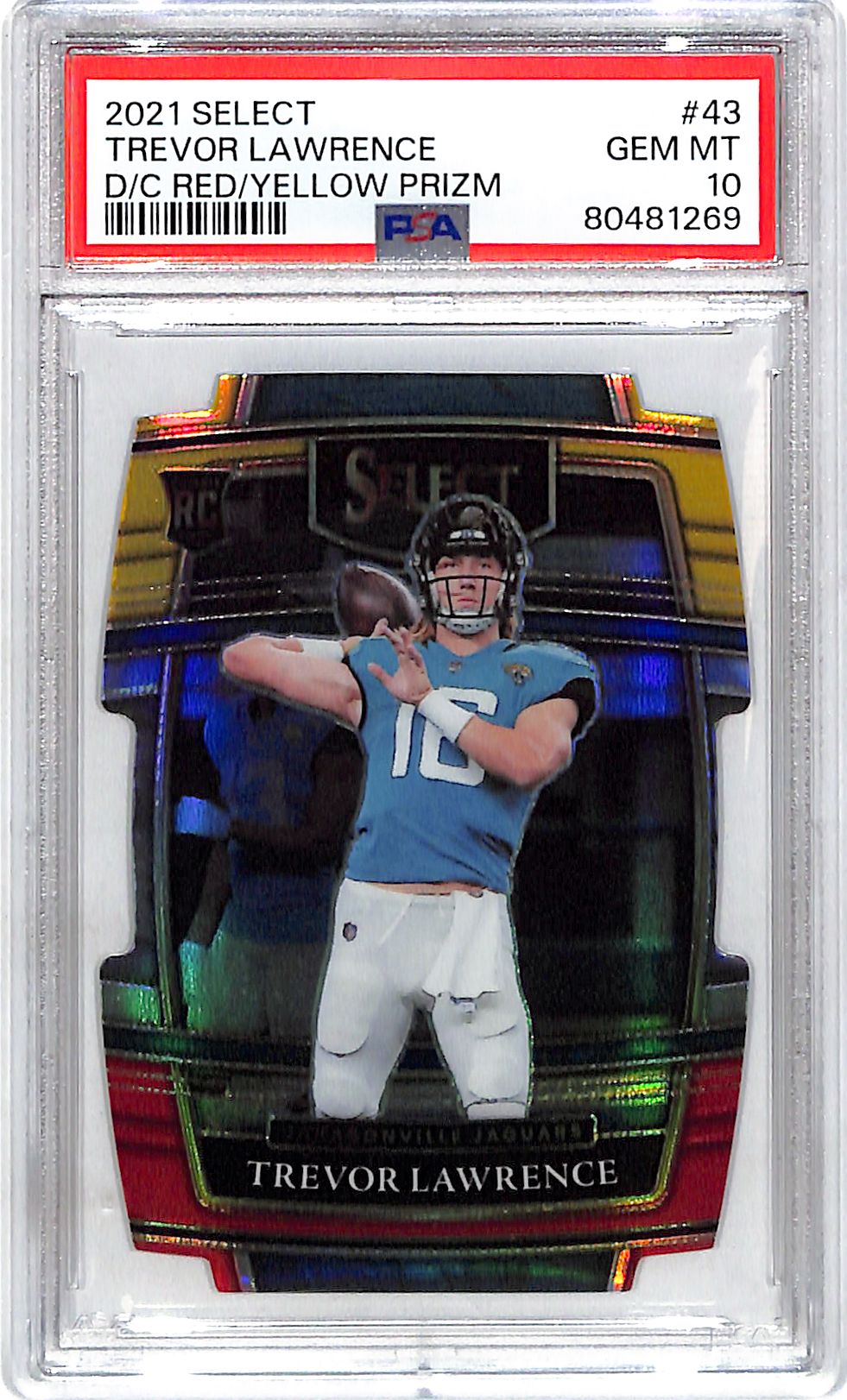 2021 Select Trevor Lawrence Rookie RC Red Yellow Die Cut PSA 10 Jaguars