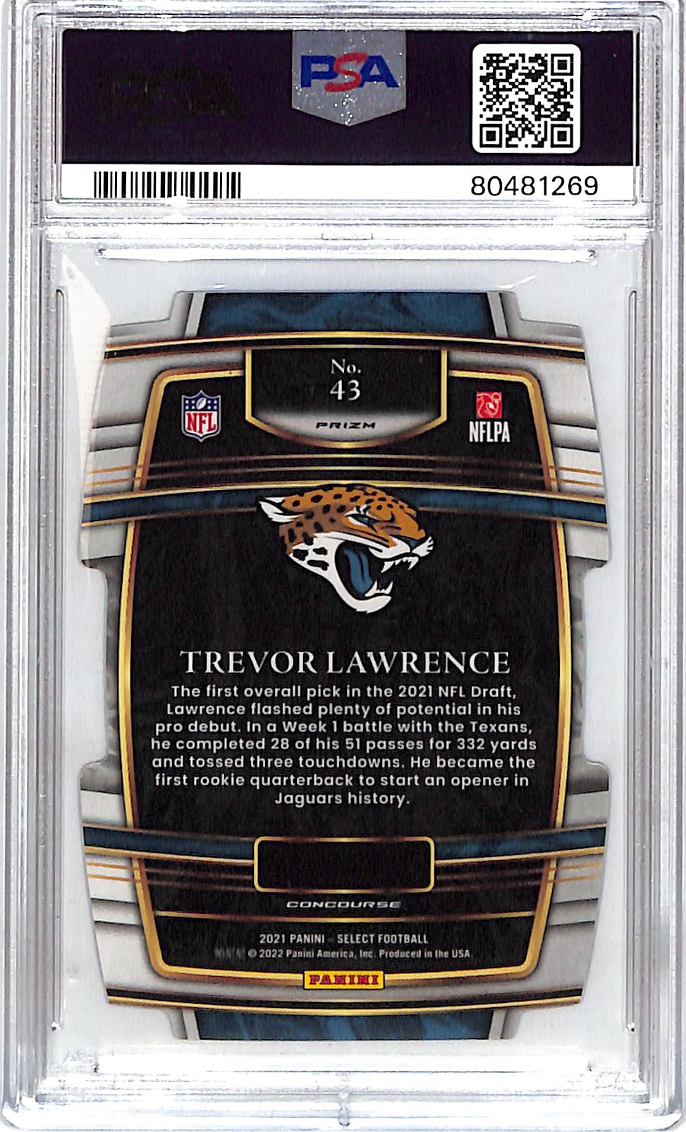 2021 Select Trevor Lawrence Rookie RC Red Yellow Die Cut PSA 10 Jaguars