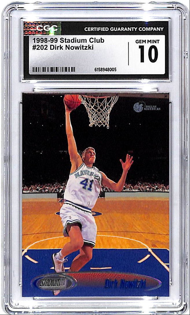 1998-99 Stadium Club Dirk Nowitzki Rookie RC CGC 10 Mavericks #202