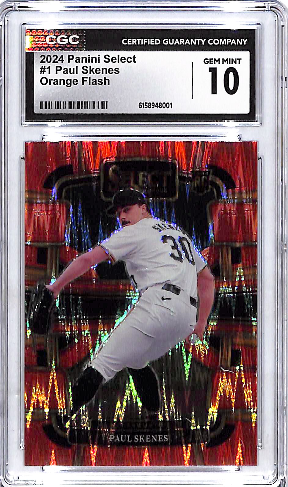 2024 Select Paul Skenes Rookie RC Orange Flash CGC 10 Pirates
