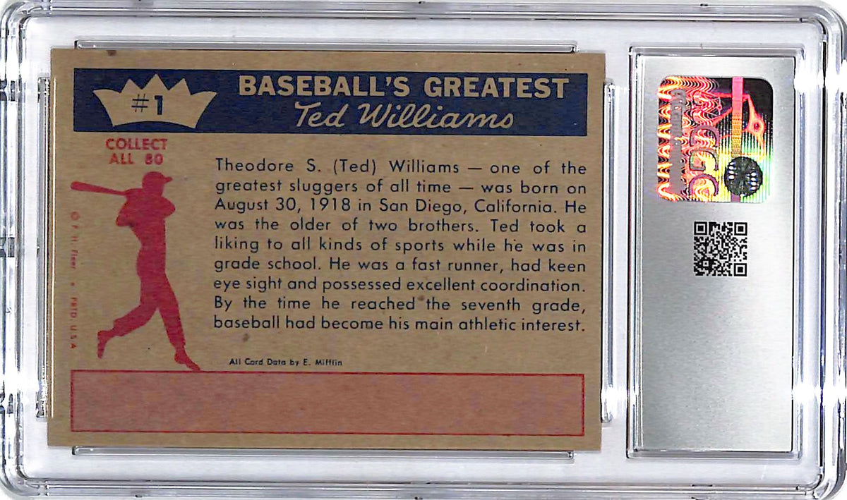 1959 Fleer Ted Williams The Early Years #1 CGC 8 Red Sox