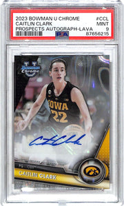 2023-24 Bowman Chrome University Caitlin Clark Auto Autograph Lava PSA 9 /199 Rookie RC