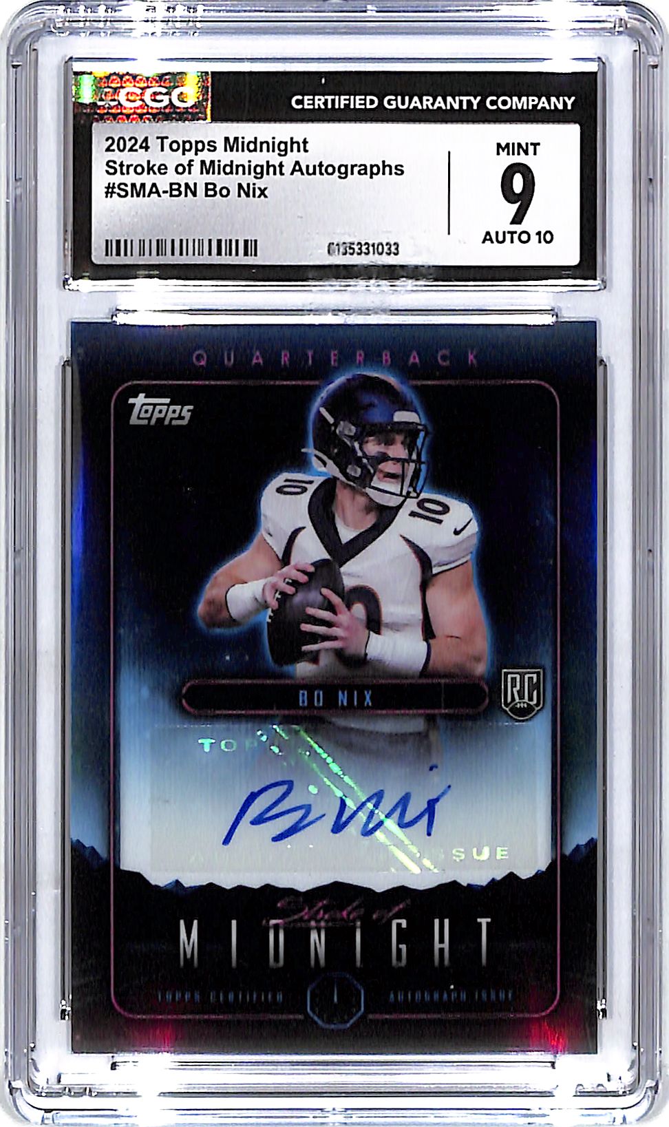 2024 Topps Midnight Bo Nix Auto Autograph Rookie RC CGC 9 Broncos