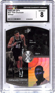 1997-98 SPx Tim Duncan Silver Rookie RC #37 CGC 8 Spurs