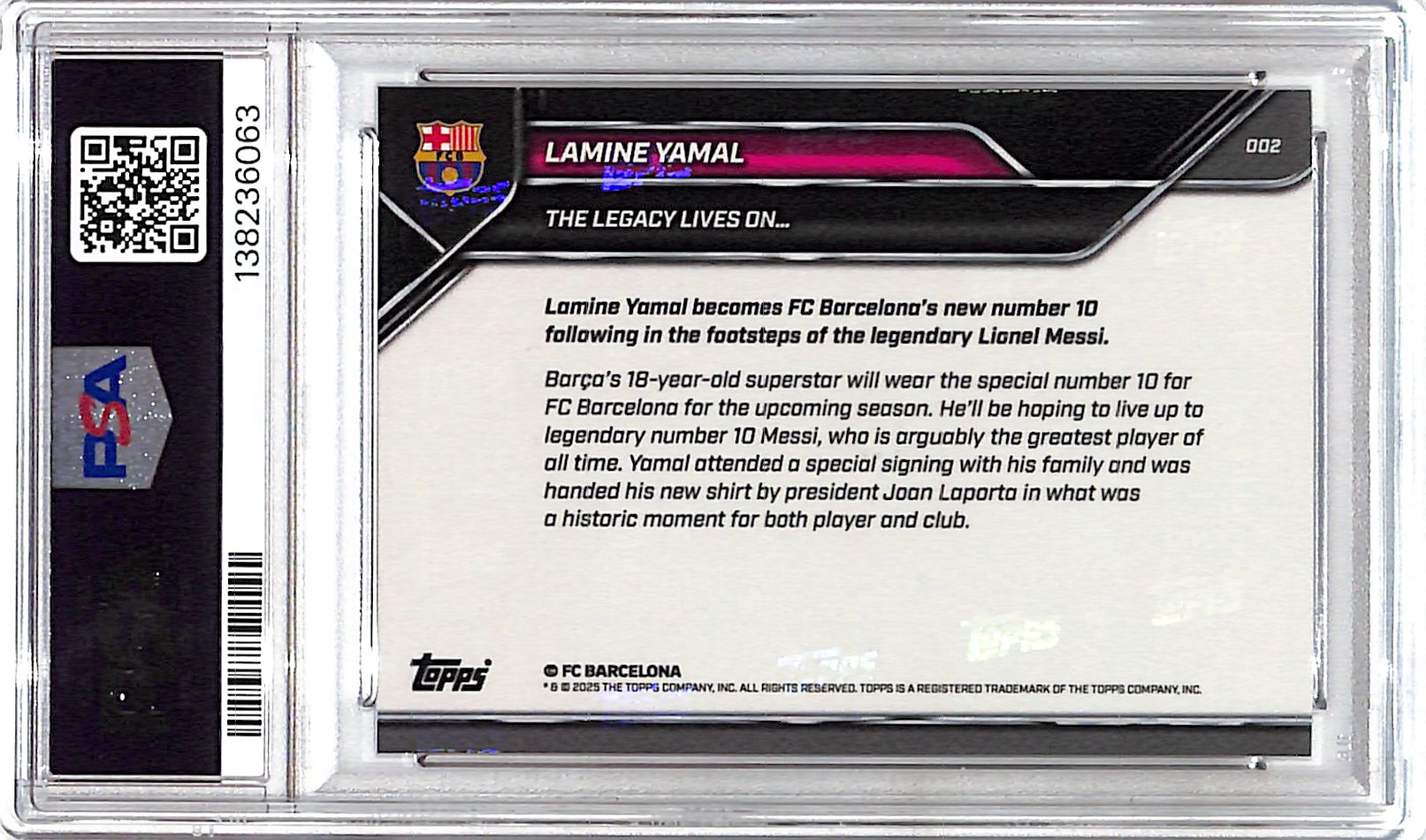 2025 Topps Now Lamine Yamal Messi FC Barcelona #2 PSA 10