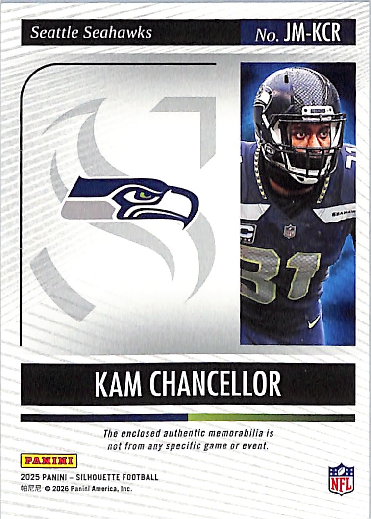 2025 Silhouette Kam Chancellor Jumbo Jersey Patch /99 Seahawks