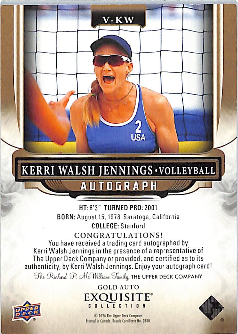 2026 Upper Deck Goodwin Champions Kerri Walsh Jennings Exquisite Auto Autograph /10 Gold