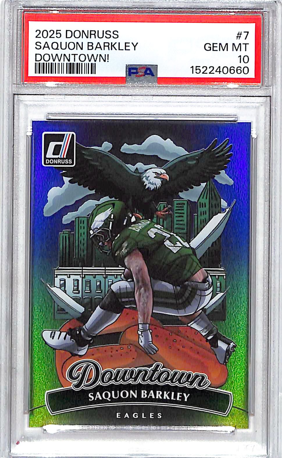 2025 Donruss Saquon Barkley Downtown #7 PSA 10 Eagles