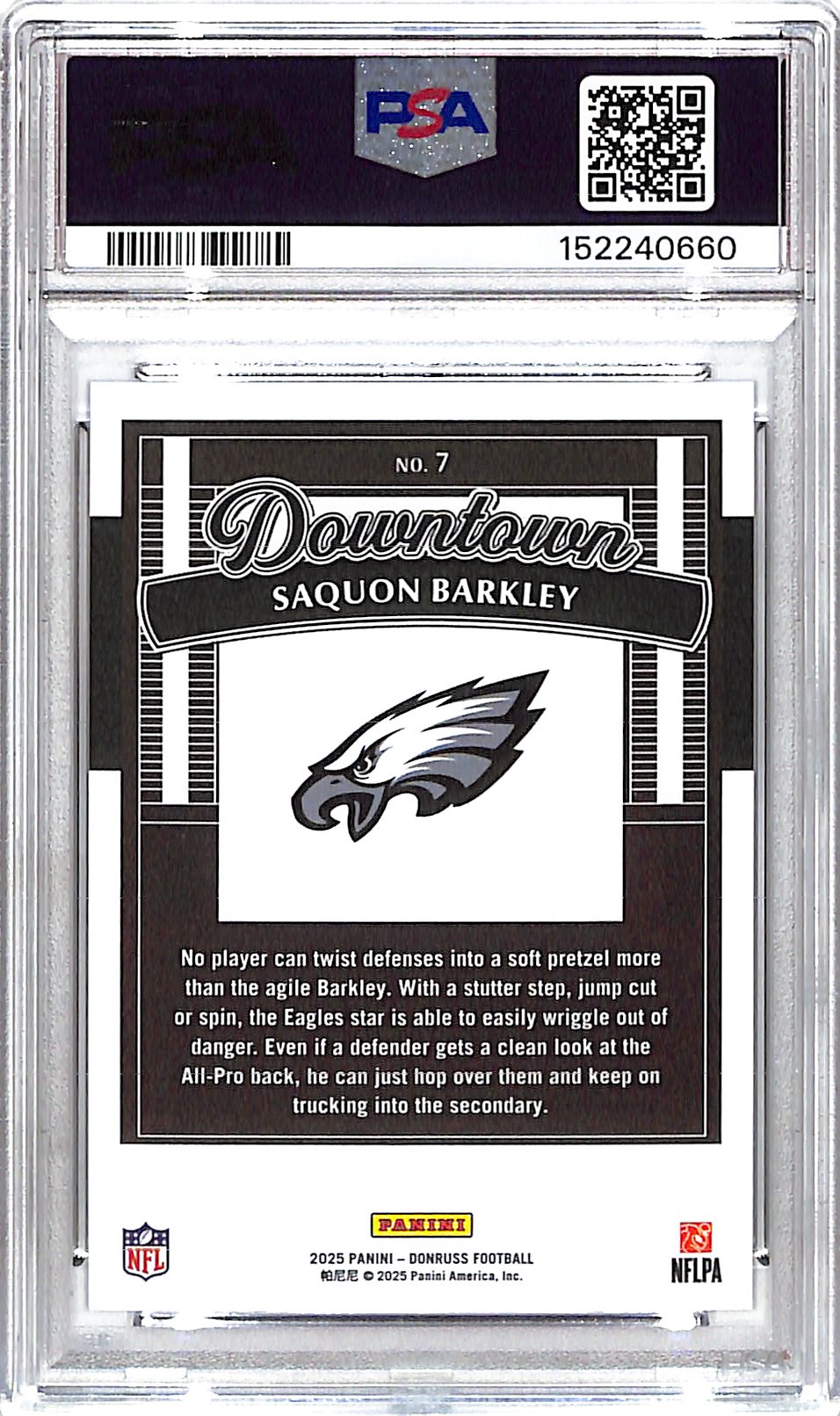 2025 Donruss Saquon Barkley Downtown #7 PSA 10 Eagles