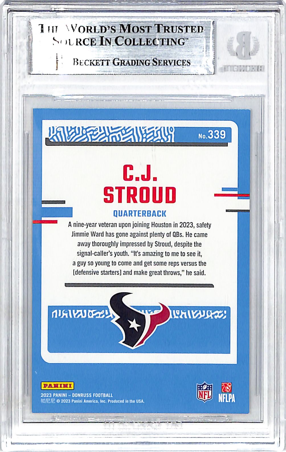 2023 Donruss CJ Stroud Auto Autograph Rated Rookie RC BGS Authentic Texans