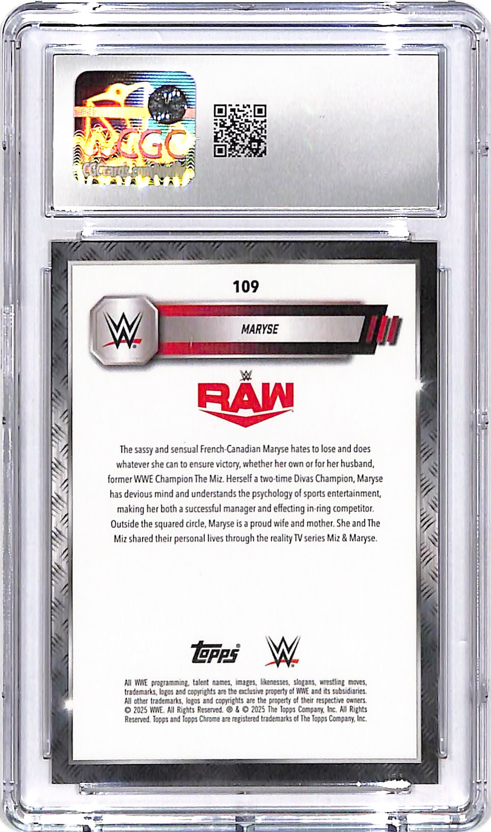 2025 Topps Chrome WWE Sapphire Maryse Gold Refractor /50 CGC 10
