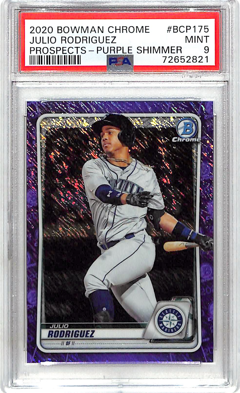 2020 Bowman Chrome Julio Rodriguez Rookie RC Prospect Purple Shimmer PSA 9 Mariners