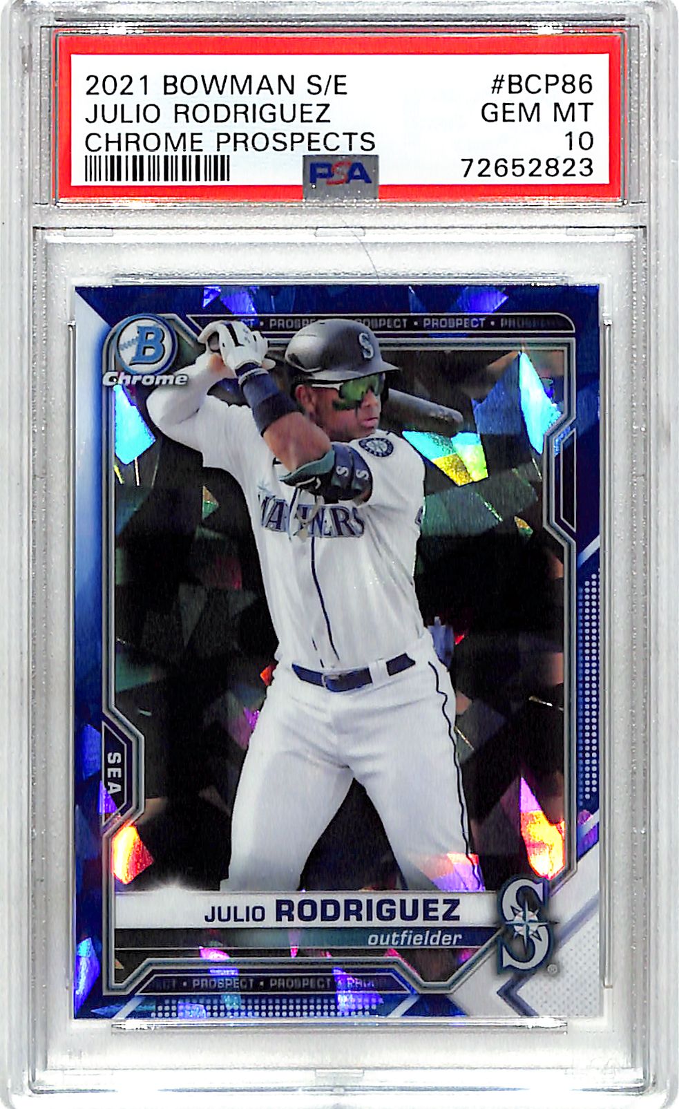2021 Bowman Chrome Sapphire Julio Rodriguez Prospect Rookie RC PSA 10 Mariners