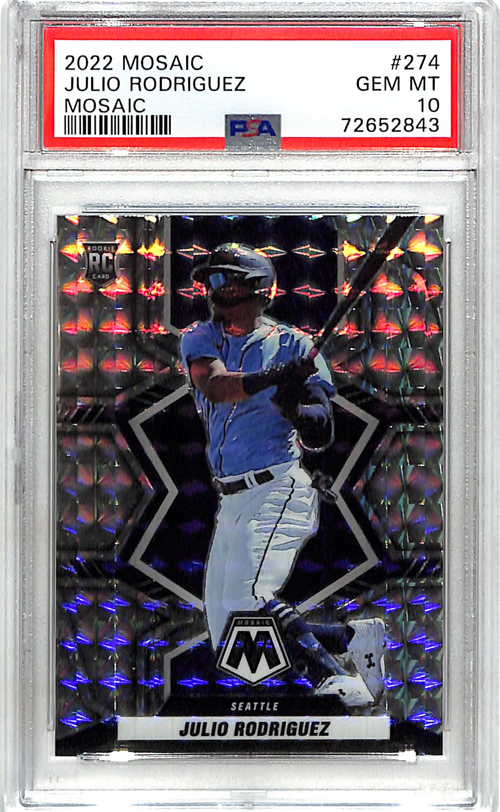 2022 Mosaic Julio Rodriguez Mosaic Rookie RC PSA 10 Mariners