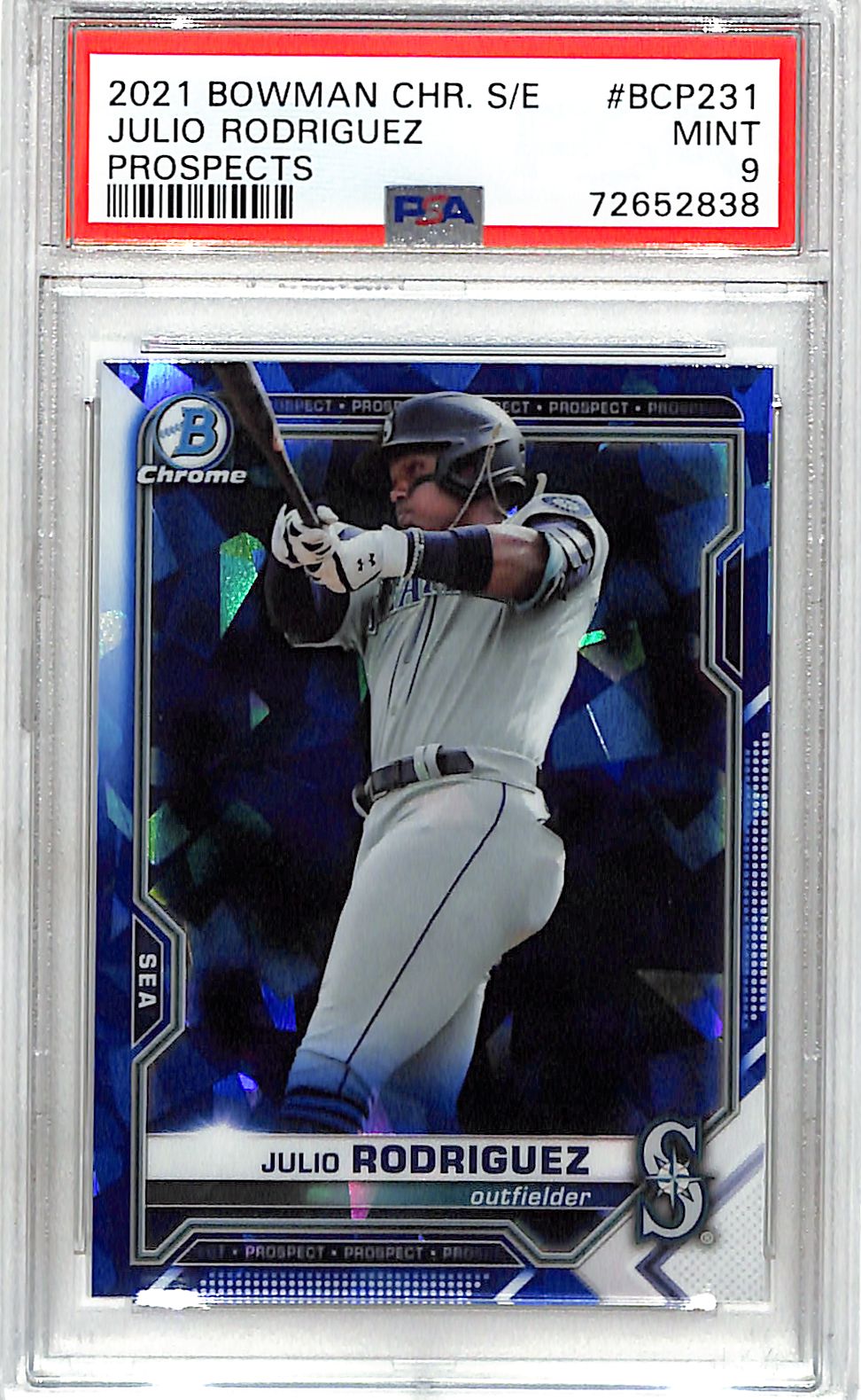 2021 Bowman Chrome Sapphire Julio Rodriguez Prospect Rookie RC PSA 9 Mariners