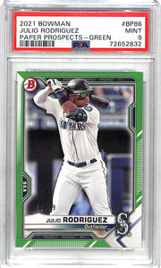 2021 Bowman Julio Rodriguez Rookie RC Prospect Green /99 PSA 9 Mariners