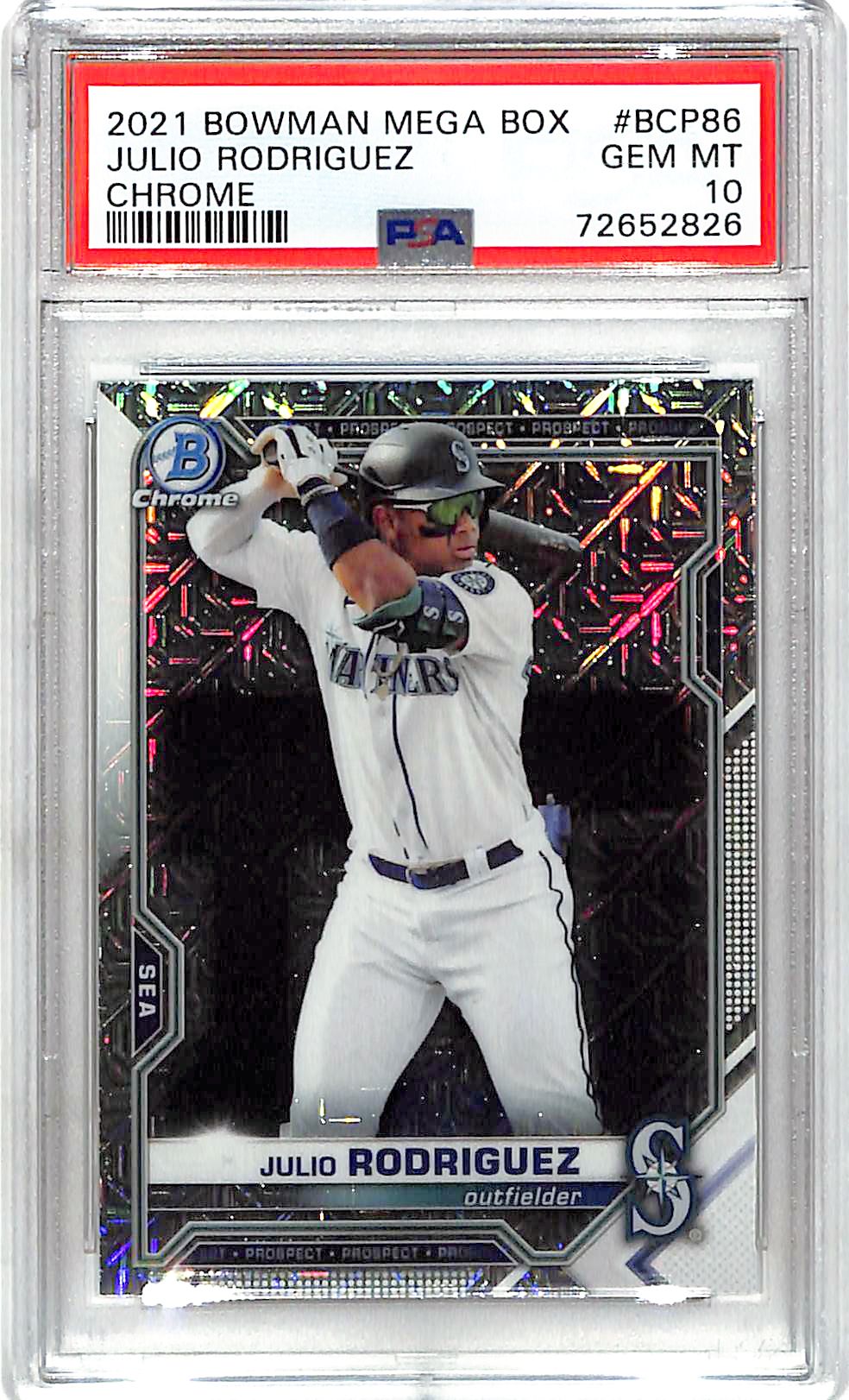 2021 Bowman Chrome Julio Rodriguez Rookie Mega Box Mojo Refractor PSA 10 Mariners