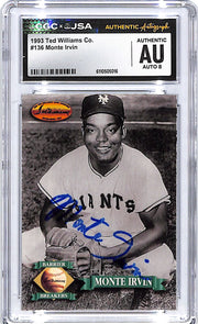 1993 Ted Williams Collection Monte Irvin Auto Autograph CGC Authentic Giants