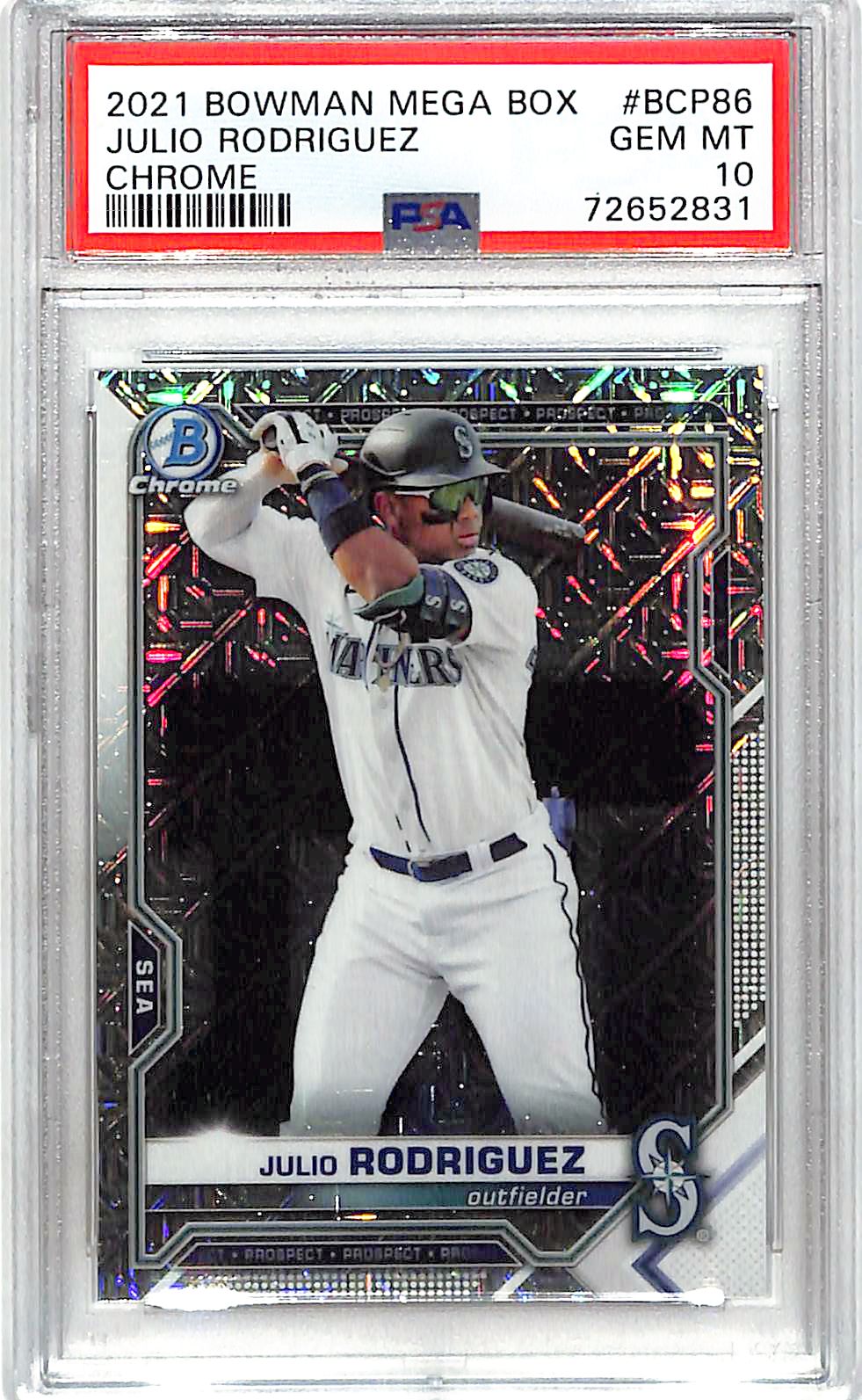 2021 Bowman Chrome Julio Rodriguez Rookie Mega Box Mojo Refractor PSA 10 Mariners