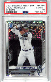 2021 Bowman Chrome Julio Rodriguez Rookie Mega Box Mojo Refractor PSA 10 Mariners