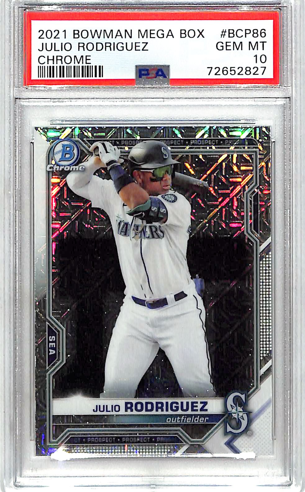 2021 Bowman Chrome Julio Rodriguez Rookie Mega Box Mojo Refractor PSA 10 Mariners