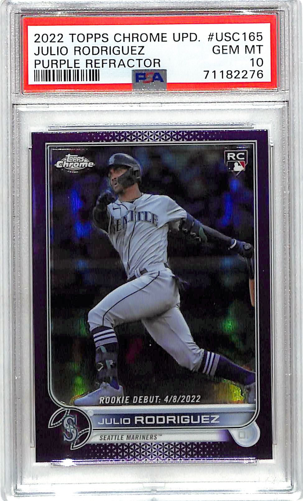 2022 Topps Chrome Update Julio Rodriguez Rookie RC Purple Refractor PSA 10 Mariners