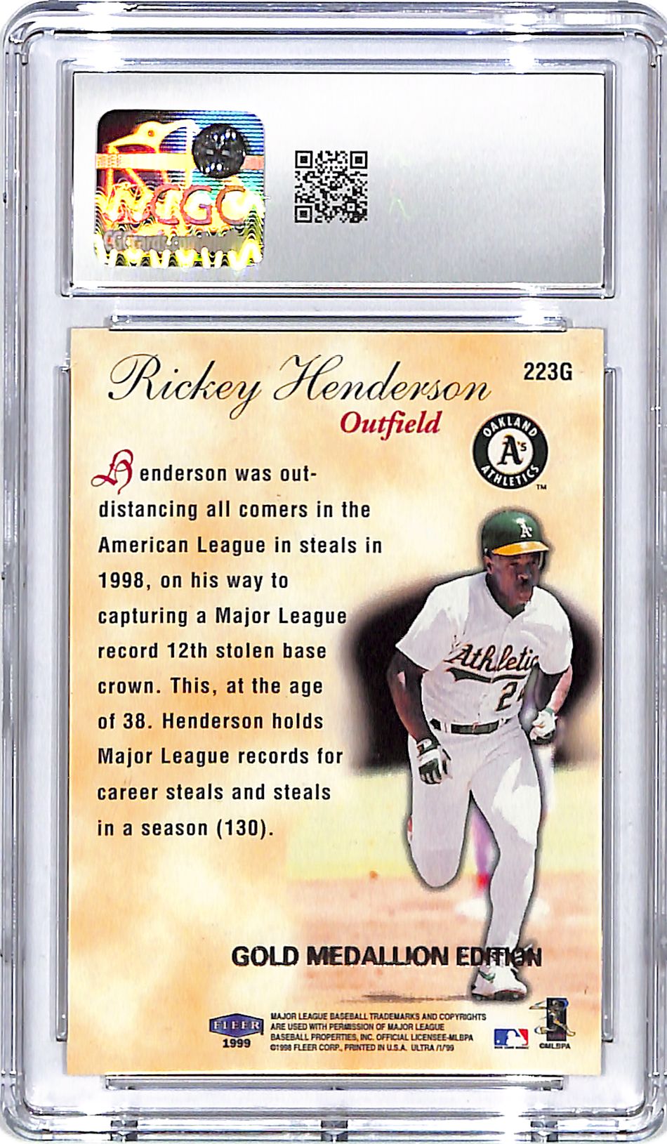 1999 Fleer Ultra Rickey Henderson Gold Medallion Season Crowns #223 CGC 8.5