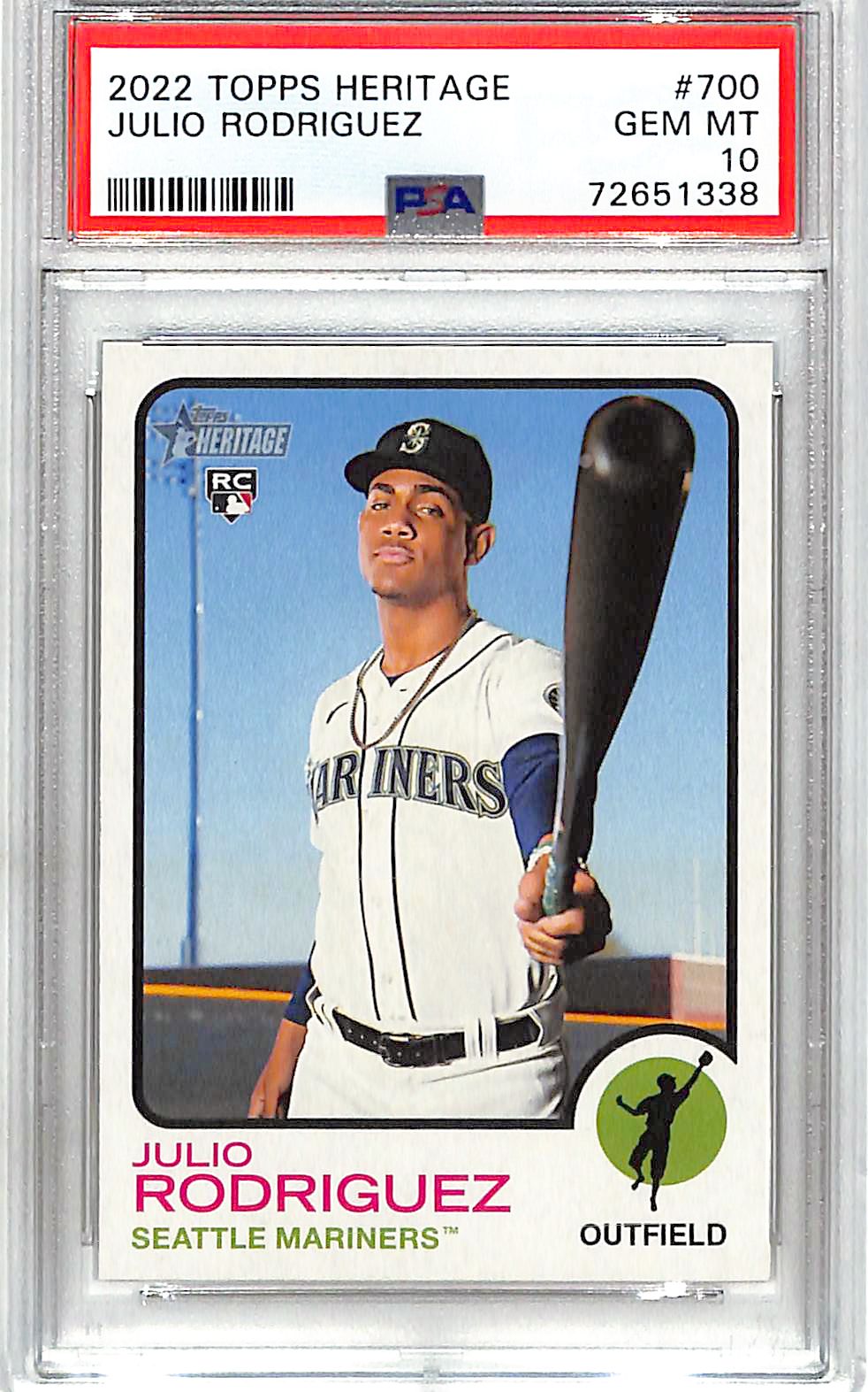 2022 Topps Heritage Julio Rodriguez Rookie RC #700 PSA 10 Mariners
