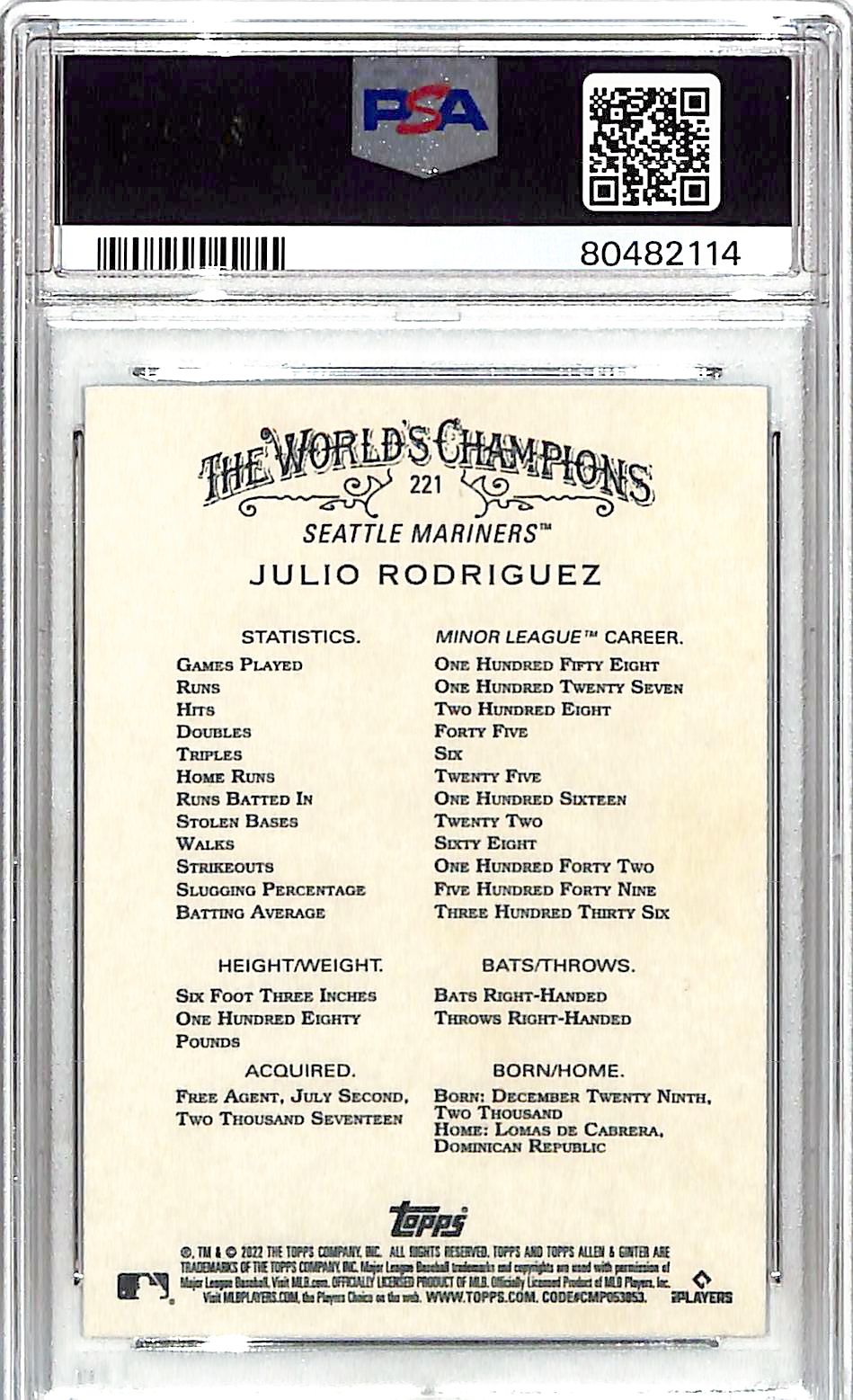 2022 Topps Allen and Ginter X Julio Rodriguez Rookie RC #221 PSA 9 Mariners