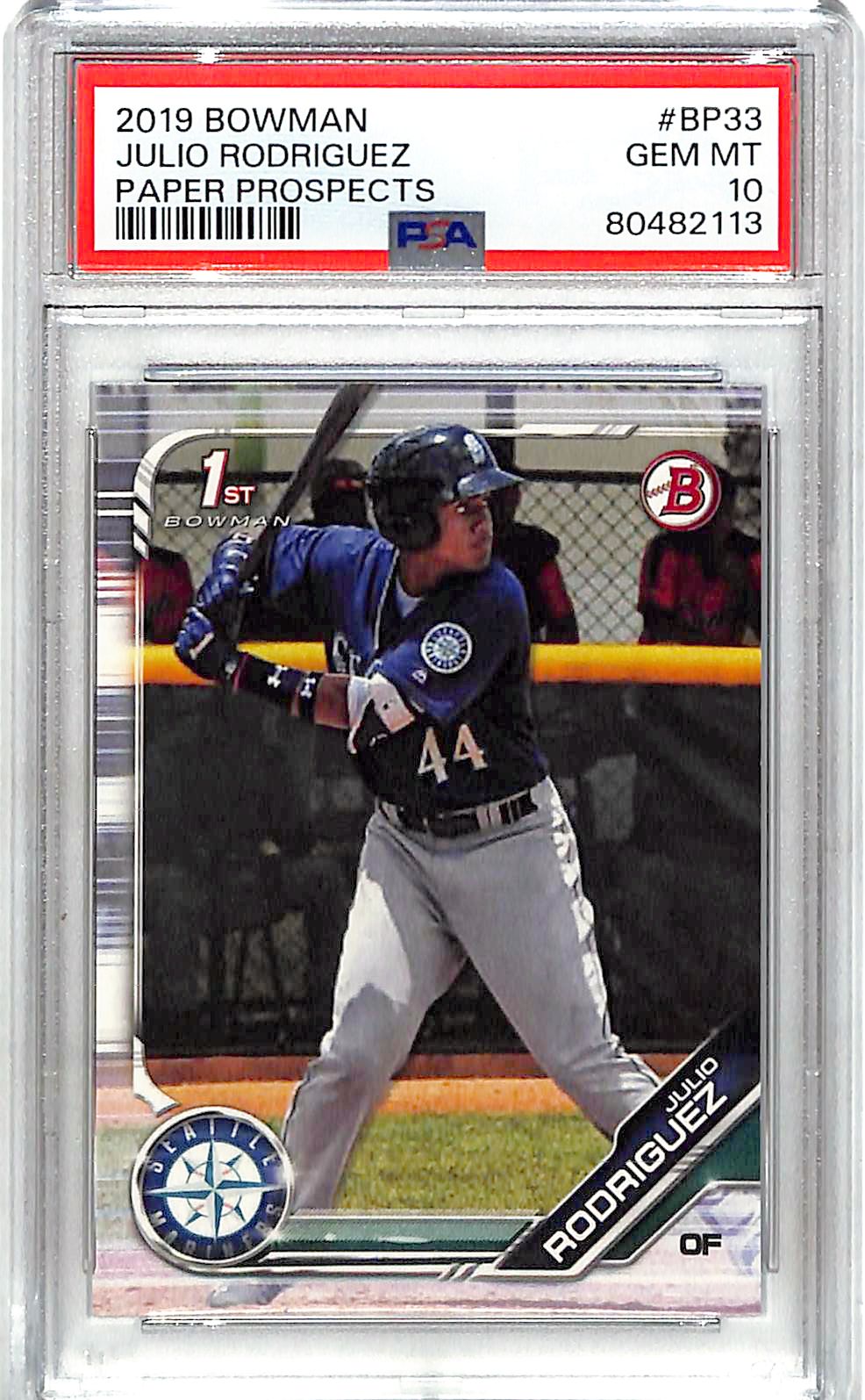 2019 Bowman Julio Rodriguez Rookie RC Prospect PSA 10 Mariners