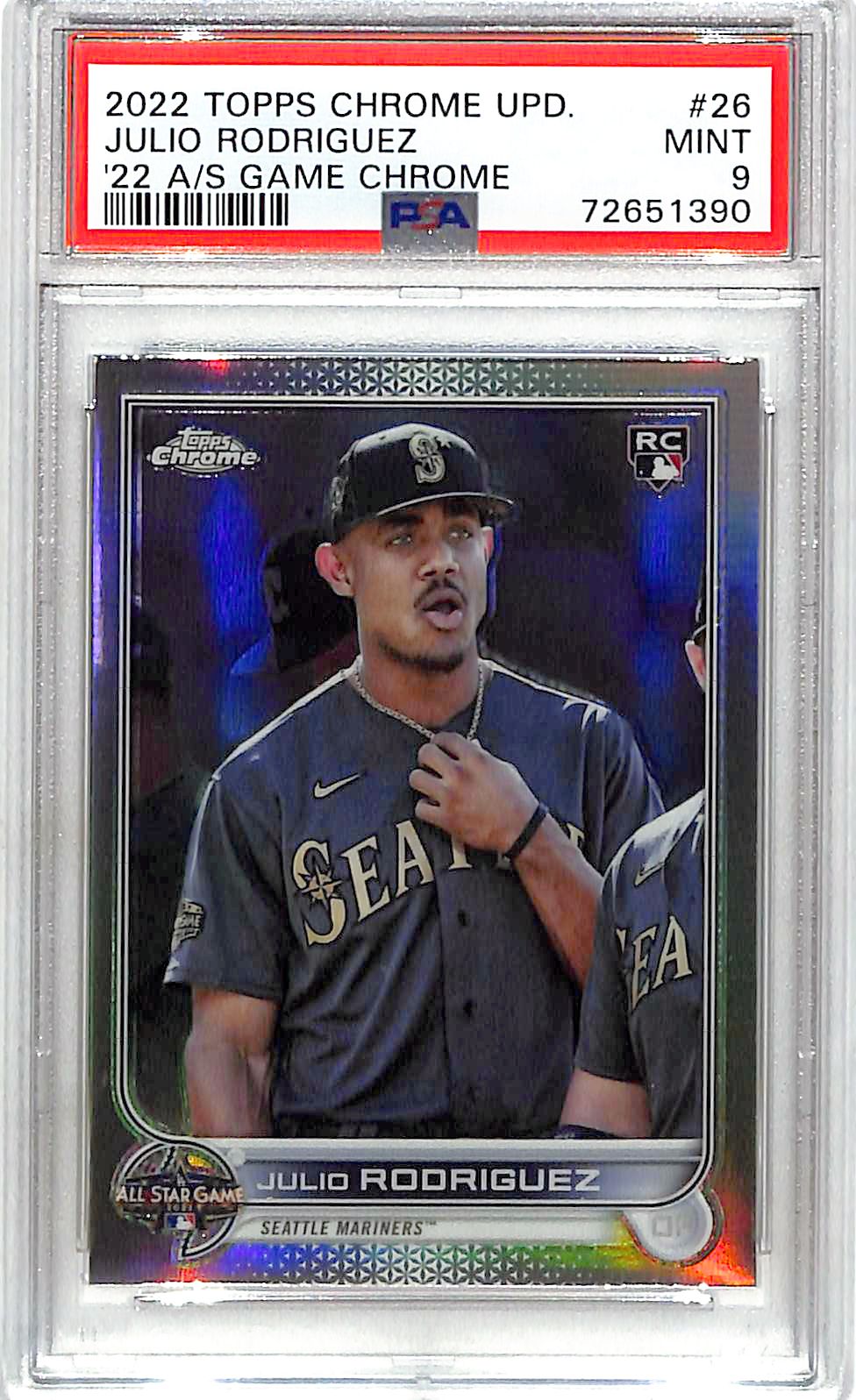2022 Topps Chrome Update Julio Rodriguez All Star Game Rookie RC PSA 9 Mariners