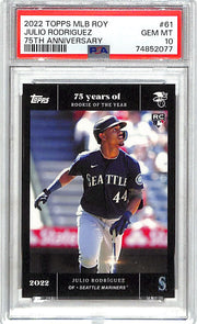2022 Topps MLB Rookie of the Year 15th Anniversary Julio Rodriguez Rookie RC PSA 10 #61 Mariners