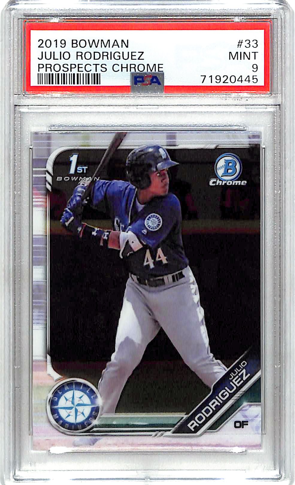 2019 Bowman Chrome Julio Rodriguez Rookie RC Prospect PSA 9 Mariners